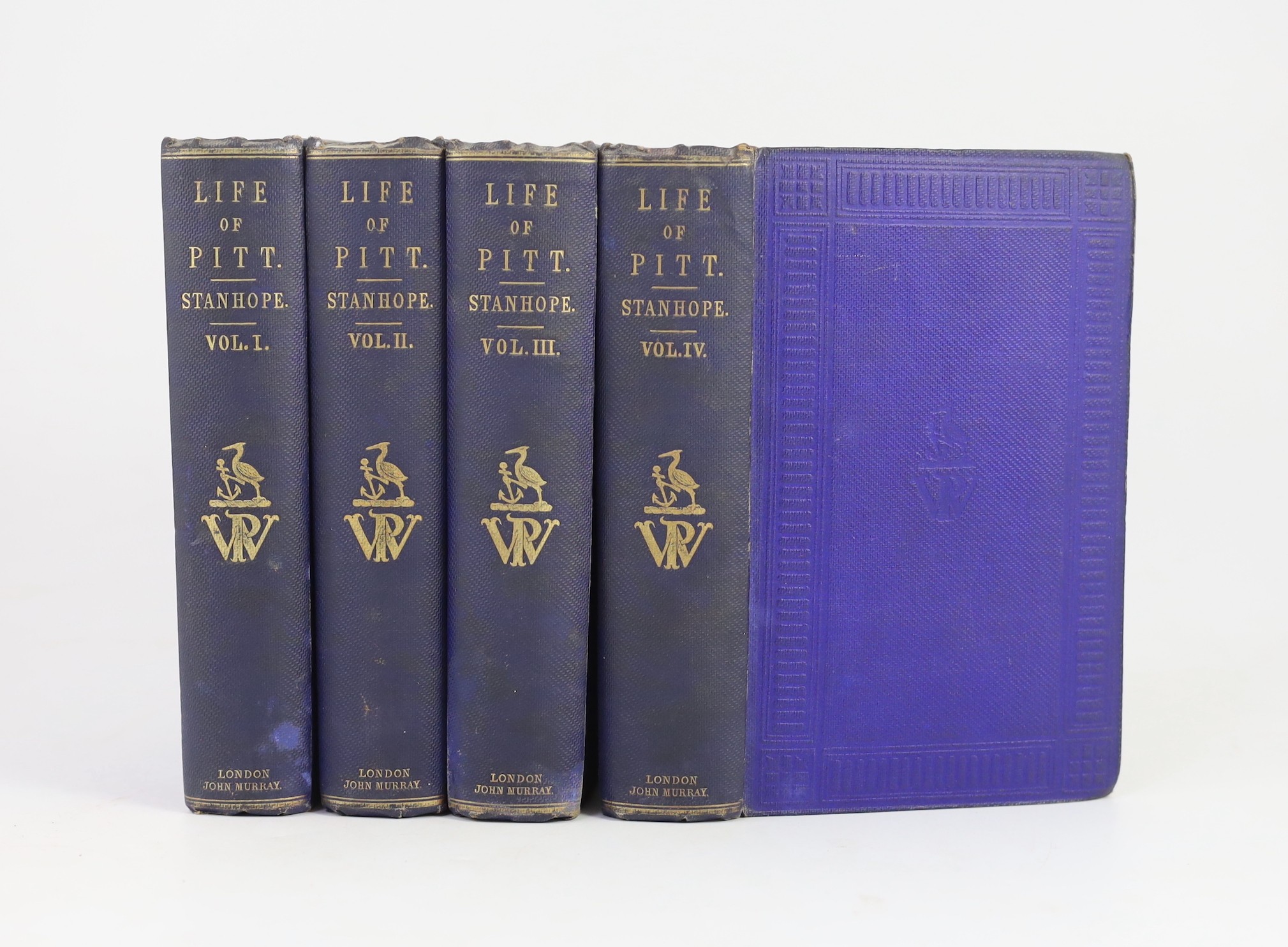 Stanhope, Philip Henry, 5th Earl Stanhope - Life of the Right Honourable William Pitt, 3rd edition, 4 vols, 8vo, cloth, John Murray, London, 1867 and Napier, W.F.P, Sir - History of the War in the Peninsula, 6 vols, 8vo,